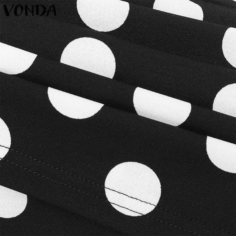 VONDA Женское облегающее платье с открытыми плечами и длинными рукавами в горошек
