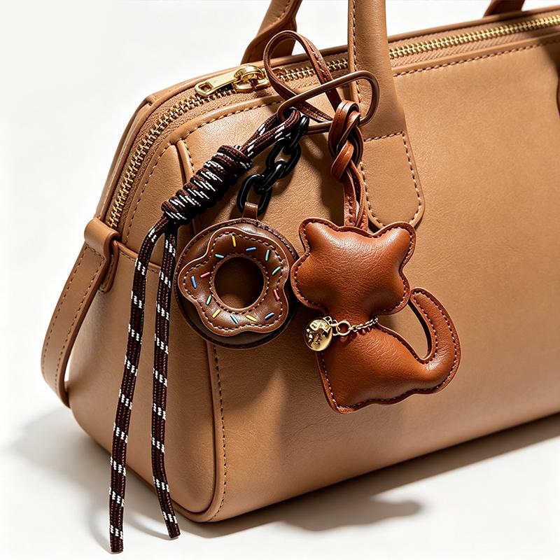 Bag Charm Stylish PU Leather Cat Pendant Bag Charm Hanging -Fashionable & Fun Accessory for Bags