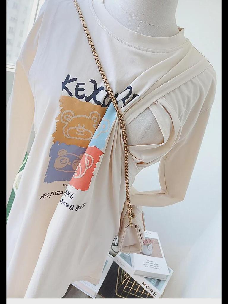 Футболка с длинными рукавами для беременных и кормящих матерей с боковыми разрезами для кормления грудью в послеродовой период - повседневная осенняя одежда