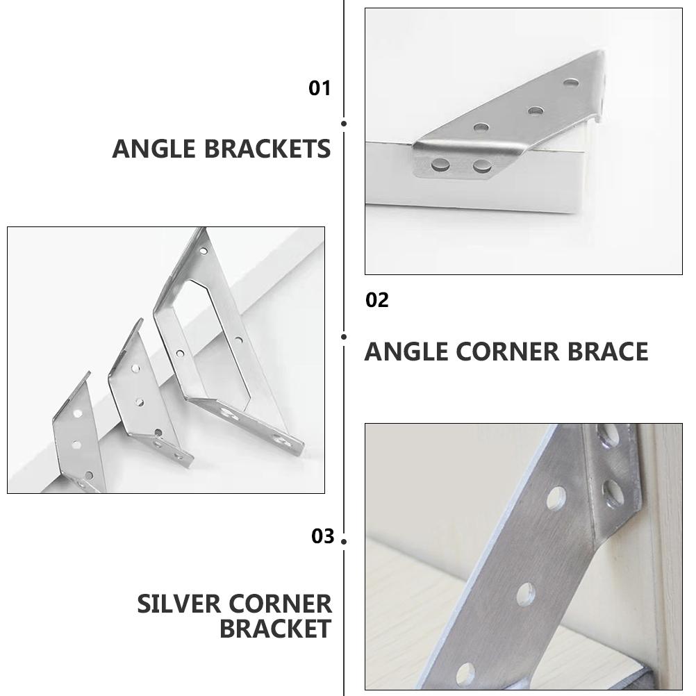 12 Pcs Shelf Bracket Connection Corner Trapezoid Angle Trapeziform Brace Square Code Brackets 90 Degree Support
