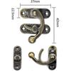 50 Sets of Bronze Hasp Horn Locks, Small Door Locks for Wooden Boxes, with Screws, 37 X 42mm (Left)