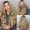 Long Brown Ombre Synthetic Wigs Hair Wig for Women Cosplay Wigs Curly Deep Wave Wig Heat Resistant