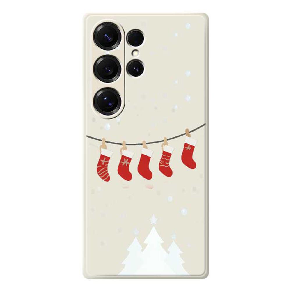 For Samsung Galaxy S25 Ultra Case Christmas Stockings Pattern Printing Straight Edge TPU Phone Back Cover