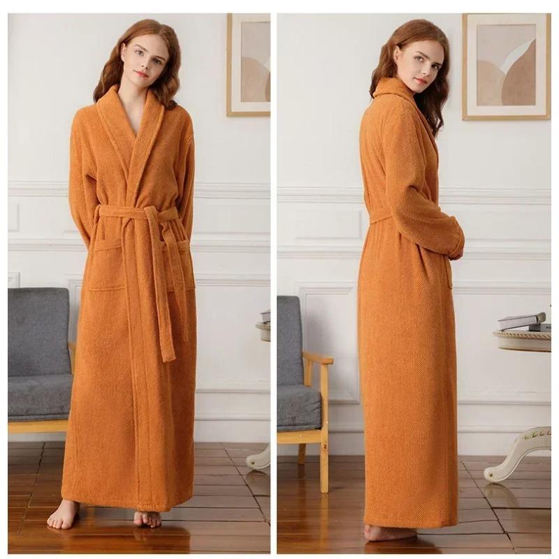 Женский махровый халат-кимоно, длинный хлопковый халат, махровый халат унисекс, махровый халат полной длины