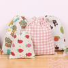 Cotton Linen Fabric Pouch Drawstring Bag Cute Animal Plant Print Kids Travel Cloth Shoes Storage Bag Makeup Case Xmas Gift Bag