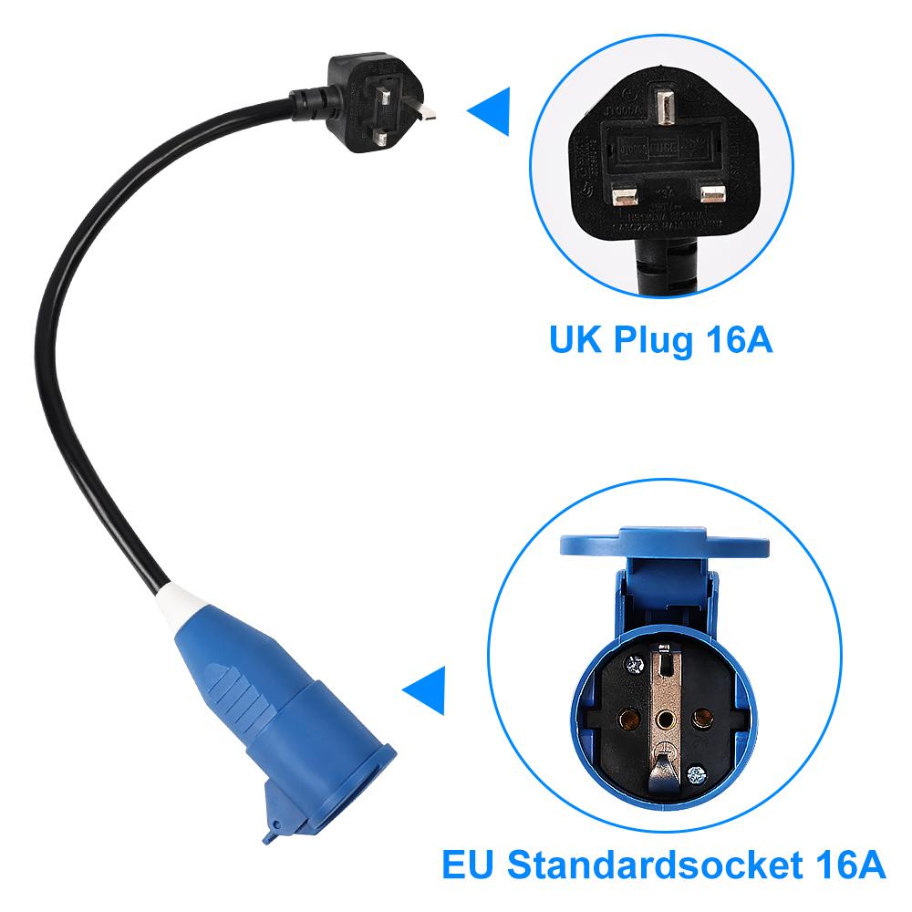 IPENGEN EV Charger Adapter 16A 3.5KW 1Phase EU Plug Multiple Plug Connector with Power Supply Side for Electric Car Charger