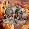 Skeleton Hippo Statue Animal Sculpture Halloween Gift Collection Tabletop Ornament for Cabinet