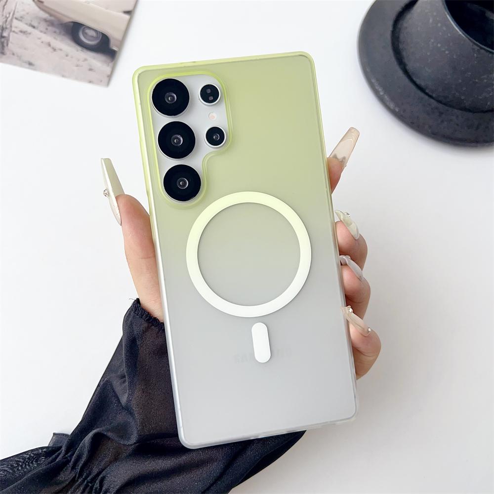 For Magsafe Magnetic Gradient Matte Case For Samsung Galaxy S26 S25 S24 S23 Ultra Plus FE A17 A56 A55 A16 Clear Bumper Cover