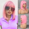 LISI HAIR Women Short Straight Black Bob Synthetic Fiber Wigs with Bangs Short Straight Wigs for Women Cosplay Lolita