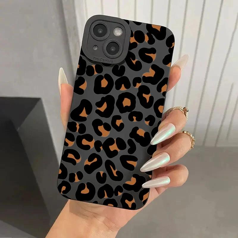 Стильный розовый чехол для телефона с леопардовым узором для iPhone 15 14 13 12 11 Pro Max Mini XS XR X 7 8 15 Plus SE 2022 Мягкая крышка