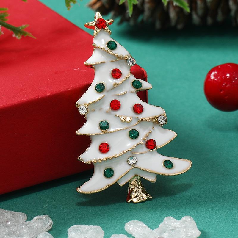 Rinhoo Zircon Santa Claus Gloves Brooches For Women Christmas Tree Snowman Snowflake Lapel Pins Christmas Jewelry