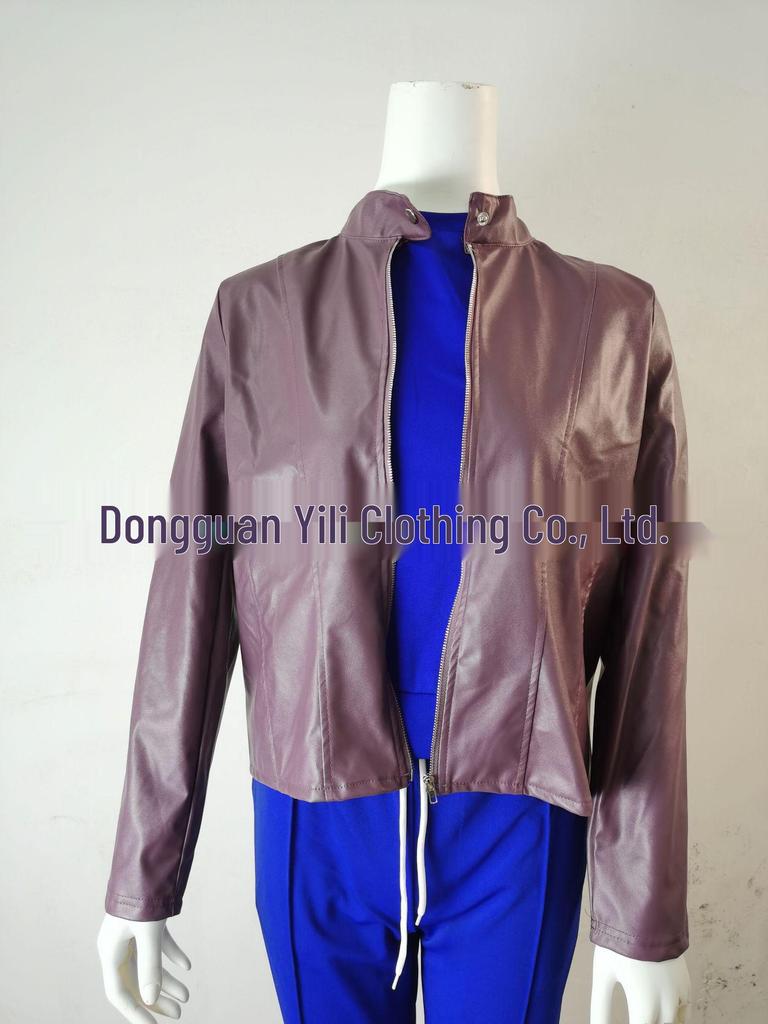 Женская кожаная куртка европейской и американской моды осень-зима 2025