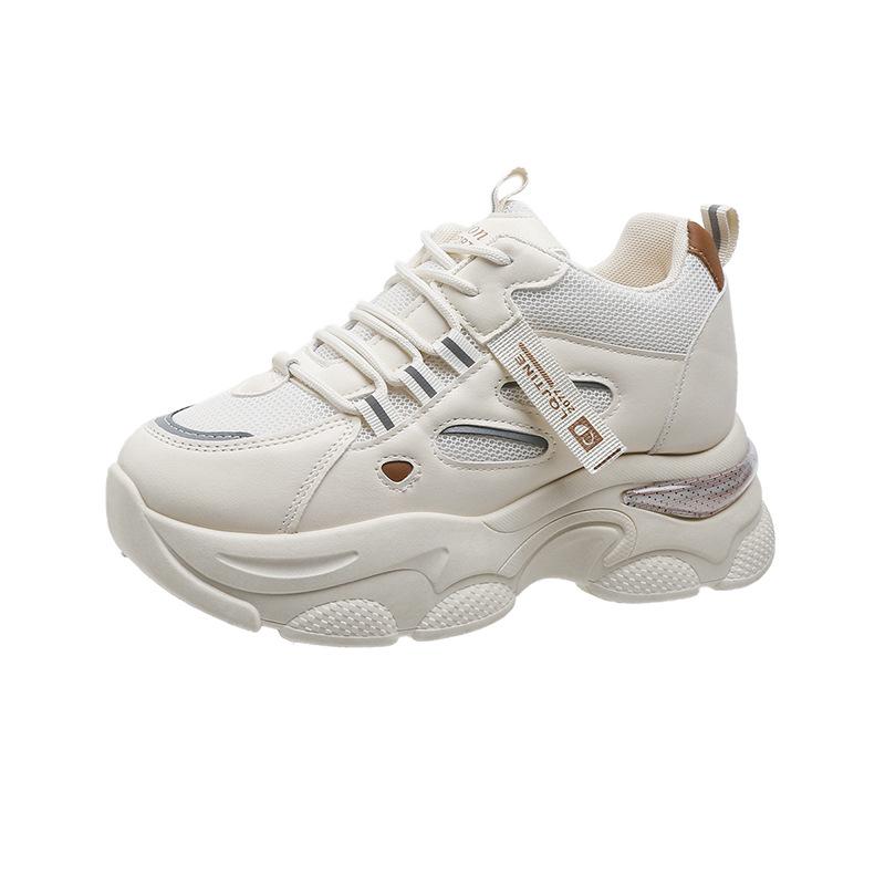 Весенние новые сетчатые дышащие туфли на внутренней платформе для женщин 2025, женские спортивные туфли на толстой подошве с платформой, кроссовки для папы, женские