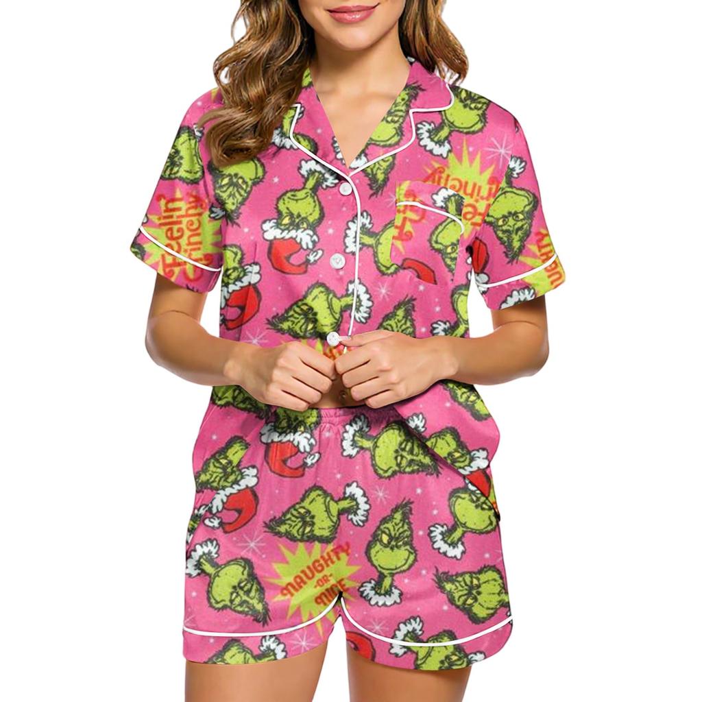 Женский модный домашний пижамный комплект Домашняя одежда Пижама с коротким рукавом Шорты Комплект из двух предметов