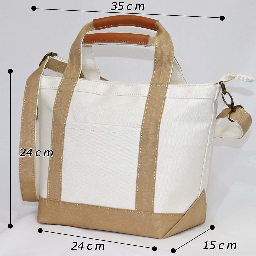 Сумка-тоут маленькая через плечо с ремнем через плечо [Daylight Market] Сумка, Бренд, Женская, Холщовая, Холщовая, Сумка, В комплекте, 2-сторонняя (Натуральный бежевый)