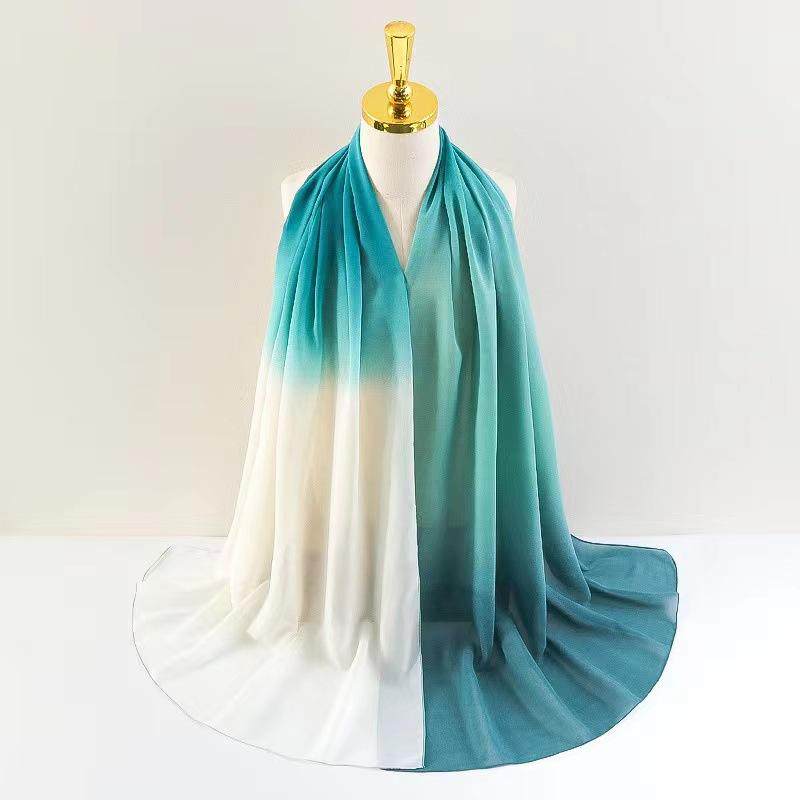 The New Gradient Color Fine Chiffon Large Size Scarf Women's Shawl Long Scarf Casual Headscarf Thin Sunscreen Gauze