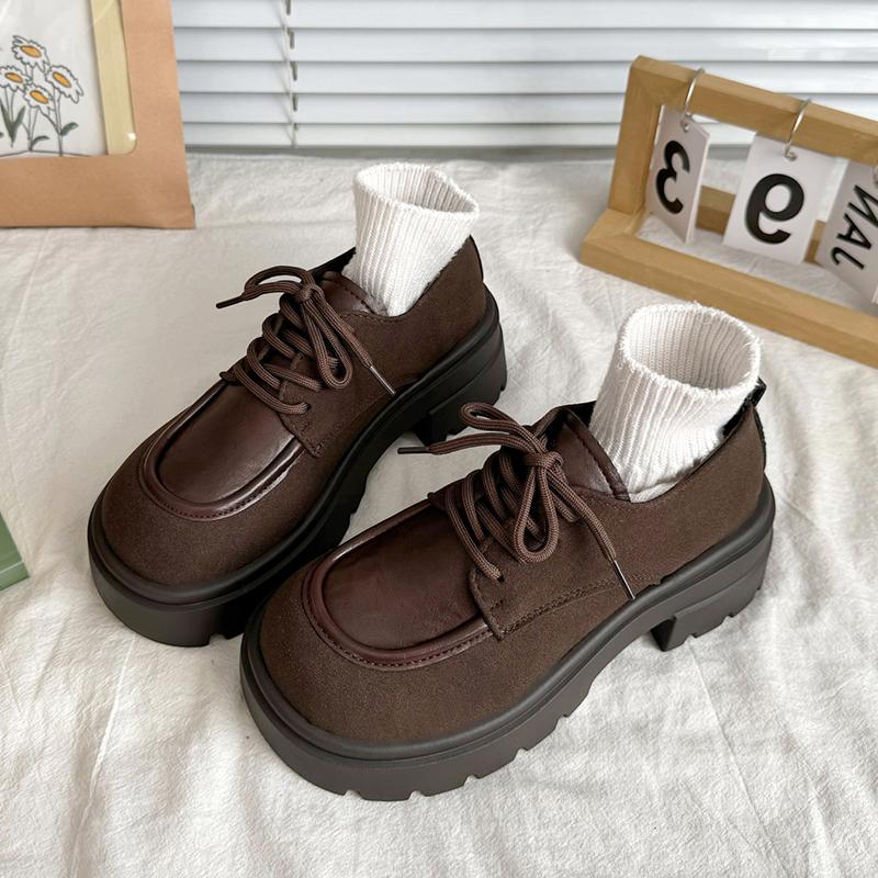 Модные ретро замшевые туфли на платформе для женщин Мэри Джейн Модные повседневные лоферы для женщин Обувь Новые оксфорды с круглым носком Туфли JK Lolita