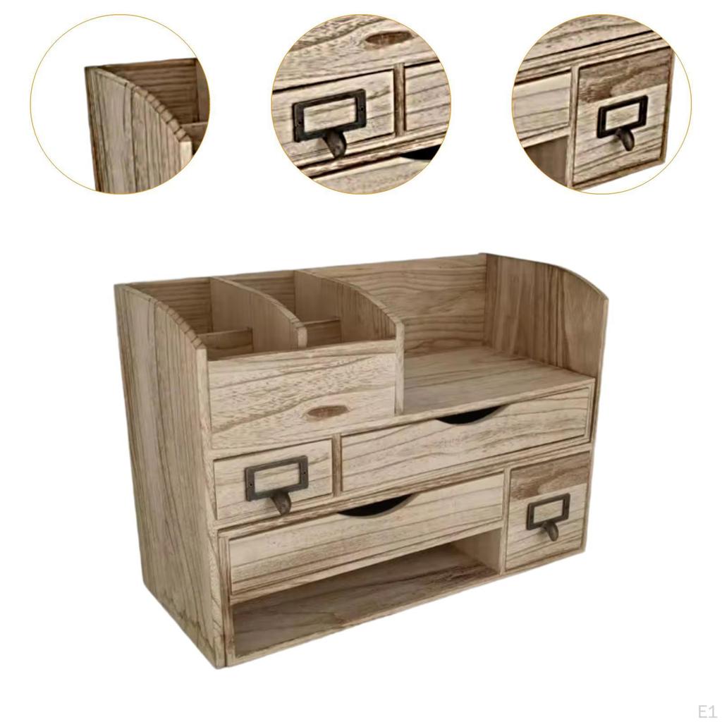 Desktop Organizer with Drawers Storage Box Shelf Sleek Display Rack Tabletop Organization
