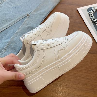 Высококачественные кожаные белые туфли для детей, весна-лето, новые универсальные туфли для увеличения роста на толстой подошве, повседневная спортивная обувь