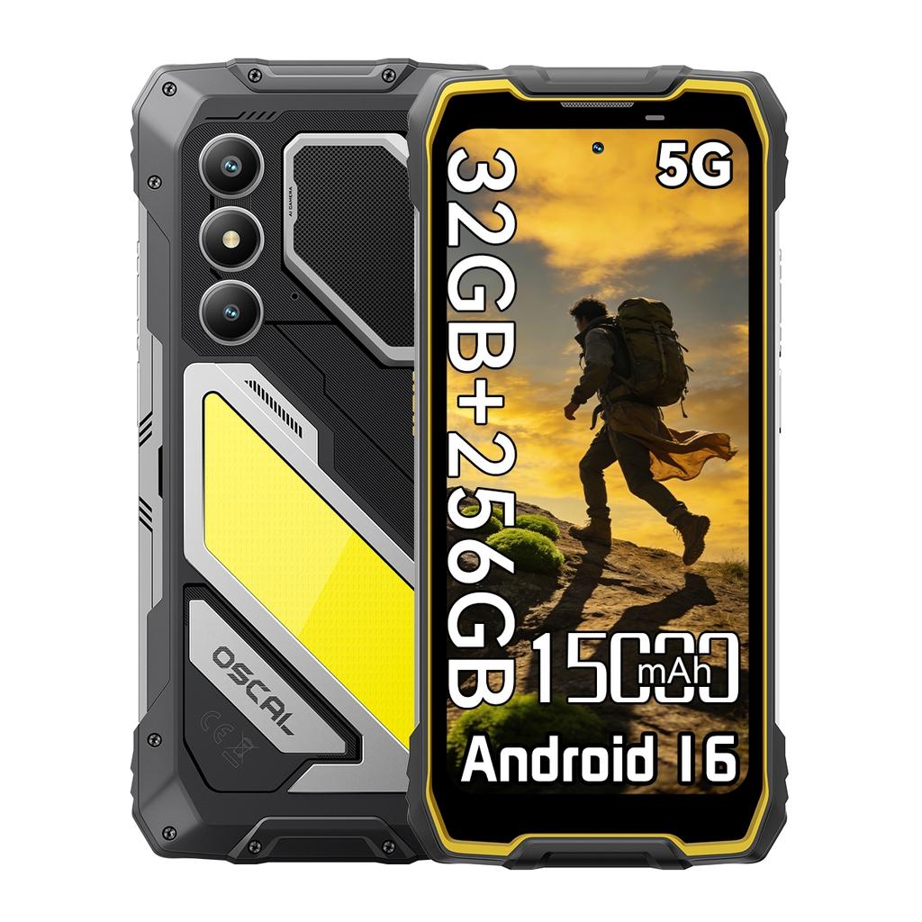 Oscal PILOT 5 Защищенный мобильный 5G Android 16 15000 мАч 8 ГБ ОЗУ 256 ГБ ПЗУ Смартфон