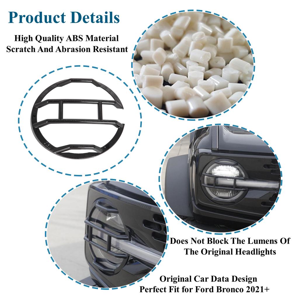 Передняя фара автомобиля, украшение, светодиодный источник света, защитная крышка для Ford Bronco 2022 2023, капоты для внешних ламп