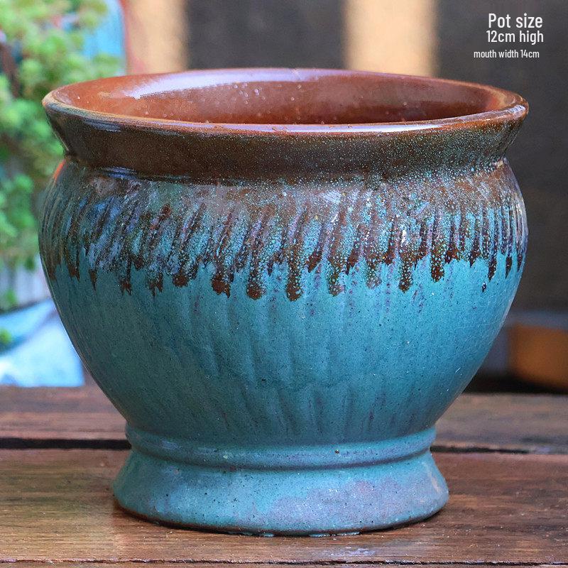 Yixing Handmade Coarse Pottery Medium Succulent Planter - Breathable Zisha Ceramic Ebony Tree Pot for Green Plants
