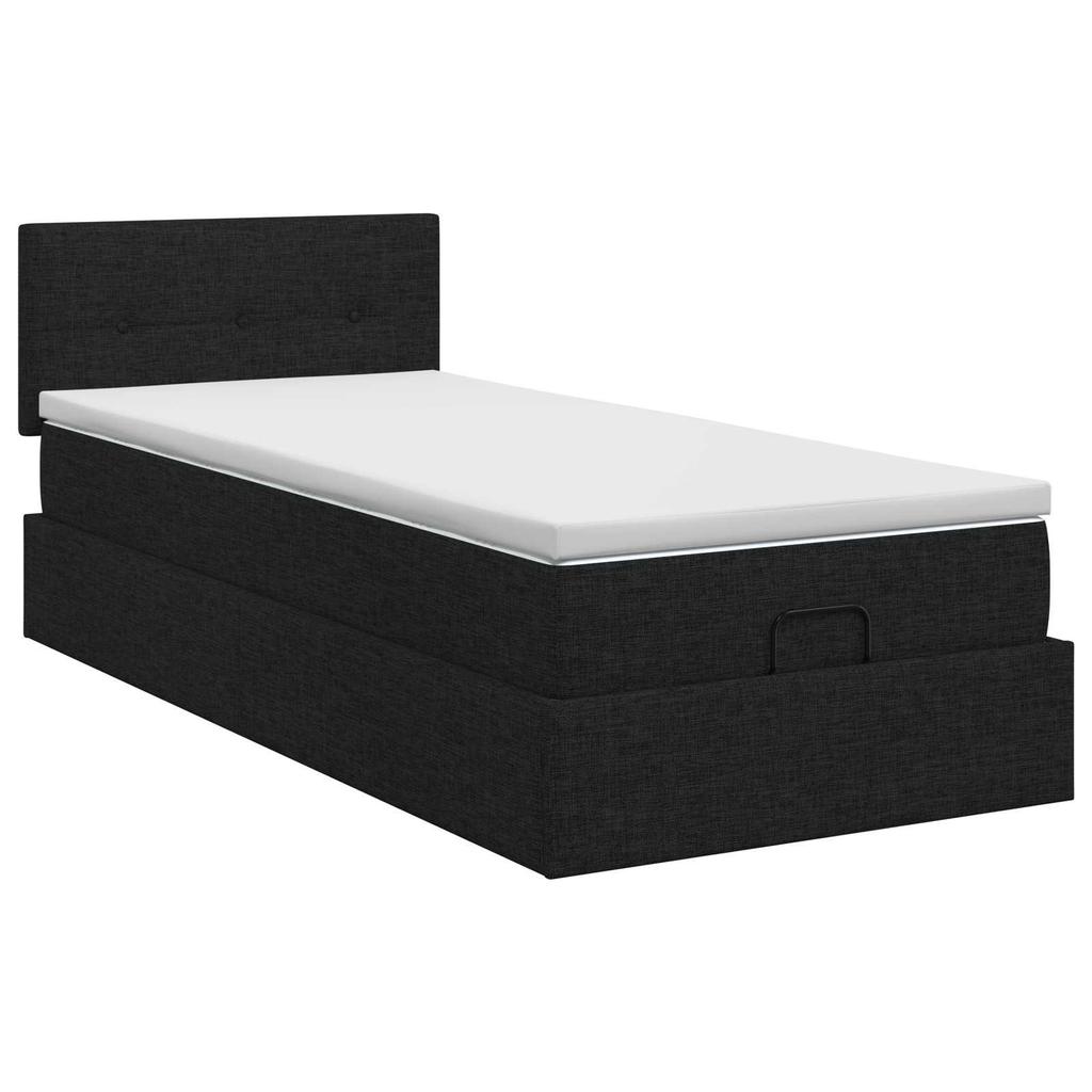 Ottoman Bed with Mattress Black 100 x 200 cm Fabric