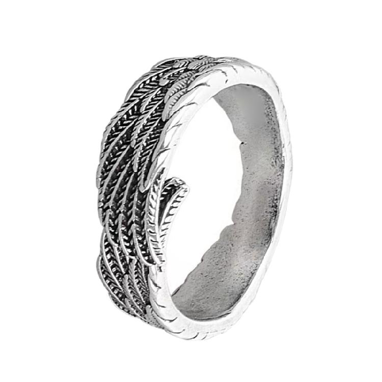 Минималистичные Кольца с Узором из Перьев Серебристый Тон Регулируемые Украшения Ретро Стиль Унисекс Подарки для Особых Моментов Ношение