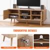 Rattan TV Stand, Boho TV Cabinet for 55 inch TV, Mid Century Modern TV Stand, Rattan TV Console with Adjustable Shelfs for Living Room, Media Room,