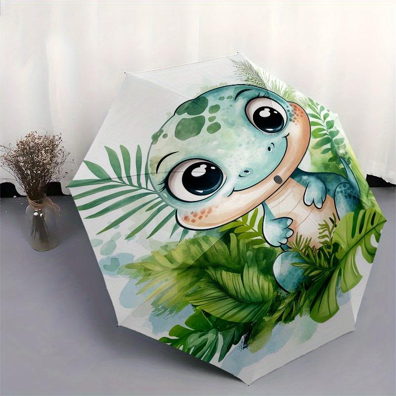 Dinosaur, Jungle Automatic folding umbrella simple eight rib design, bright color pattern, durable iron frame, ideal for travel and outdoor