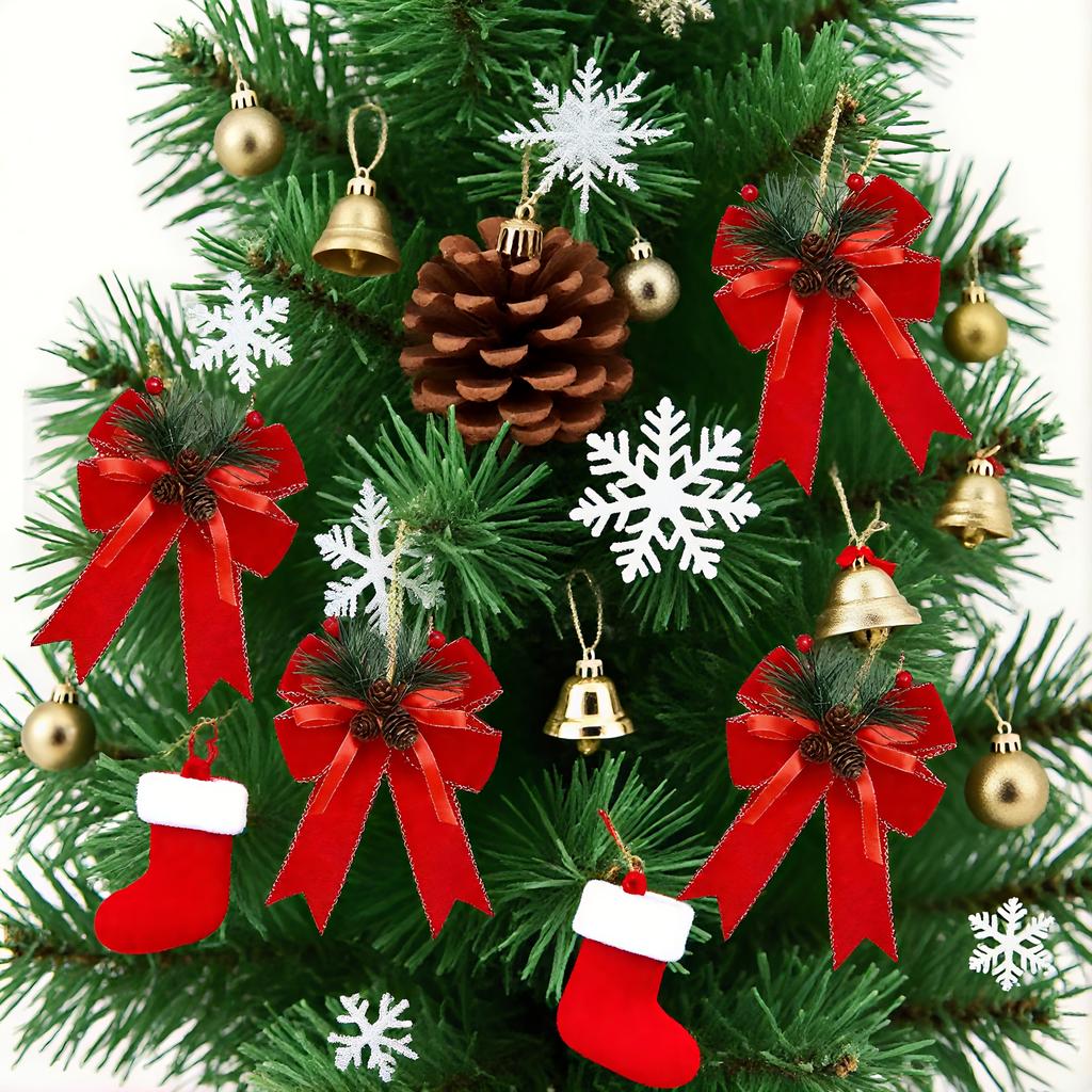 6 шт., Подвеска для украшения верхушки рождественской елки, Большой бант, Сделай сам, Бархатная ткань, Лента с манжетами, Украшение для праздничной вечеринки, Подарок для праздничной вечеринки