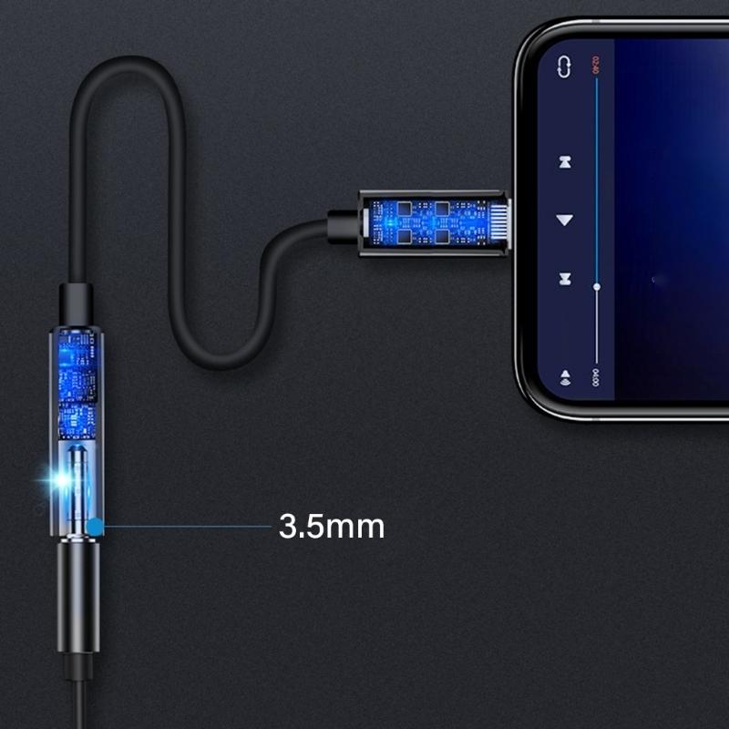 Плетеный USB C адаптер-переходник на наушники с аудиокабелем и чипом декодирования для чистого воспроизведения музыки и звонков hands-free