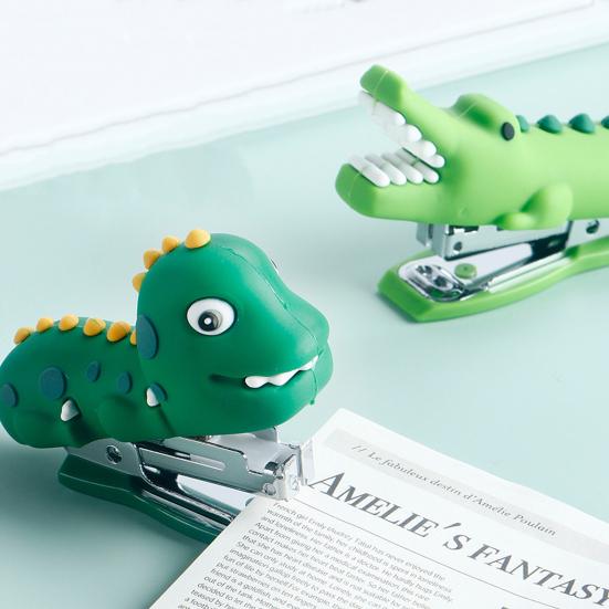 Mini Stapler for Desk Small Cute Stapler Crocodile Dinosaur Design Pocket Stapler Office Supply Accessory