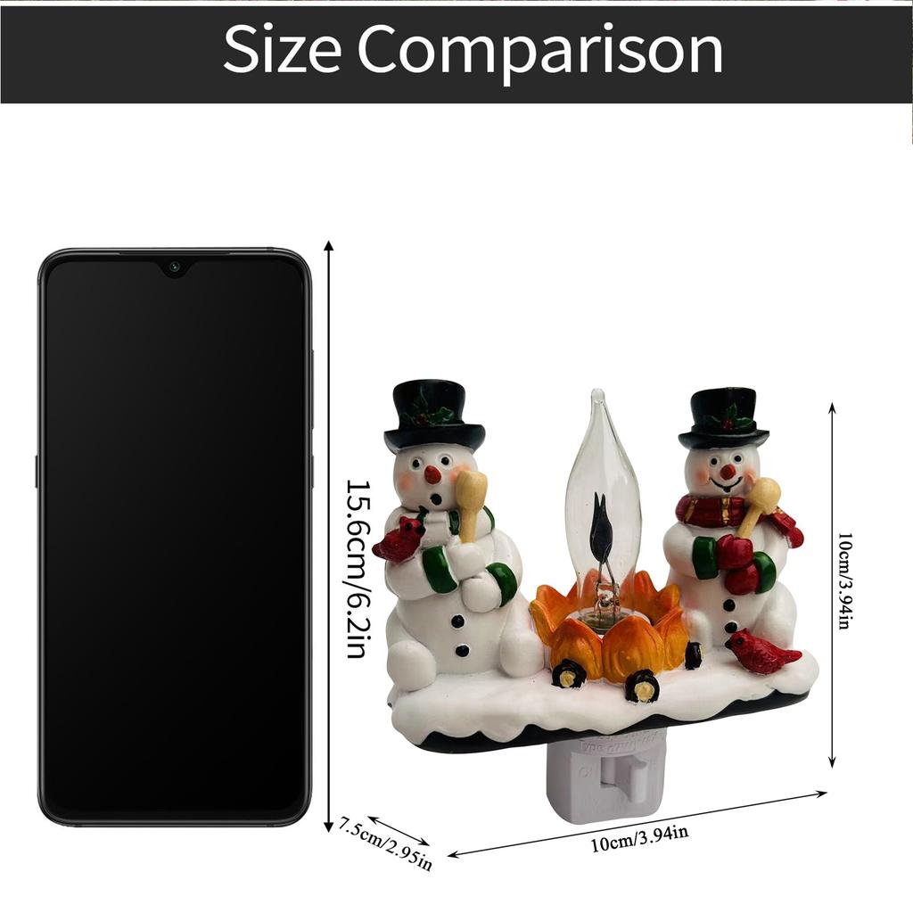 Christmas Night Light, 3D Christmas Snowman Nightlight, Christmas Eve Flickering Night Light Gifts For Family, 120V Plug-in Powered For Festiv
