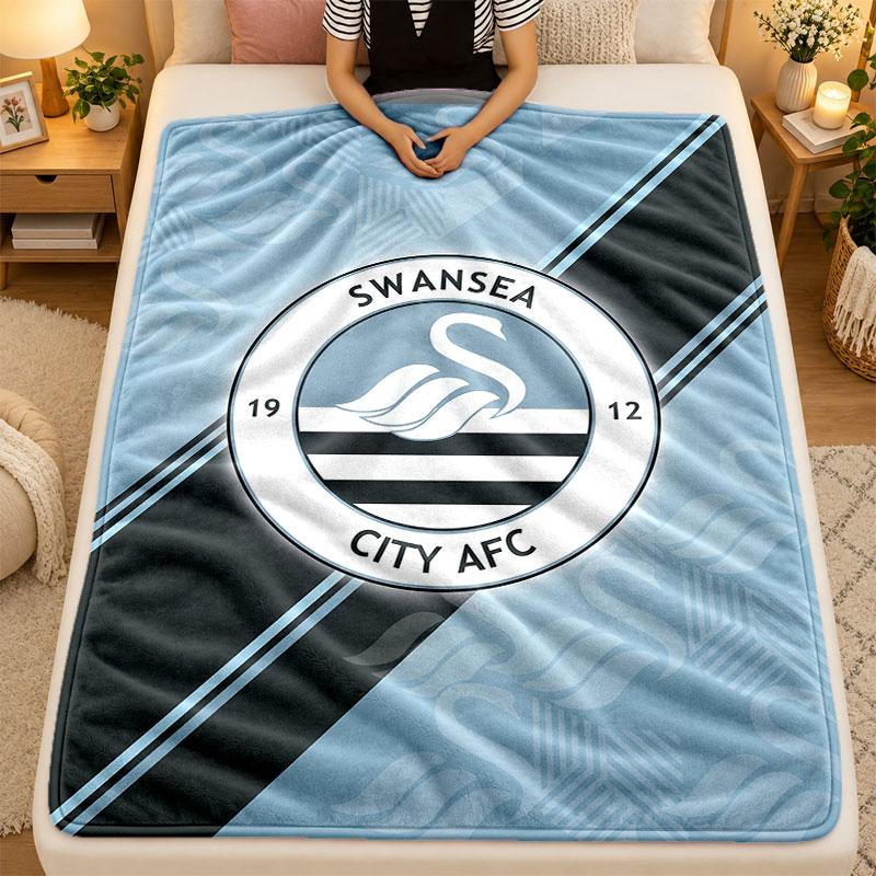 Flannel BlanketSwansea City Warm Soft Throw Blanket for Indoor Sofa Bed Living Room Use