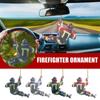 2Pcs Hanging Car Pendant Keychain Wooden Christmas Tree Decoration Firefighter Pendant Christmas