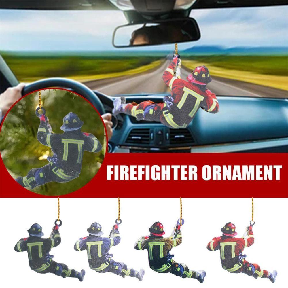 2Pcs Fire Peripheral Firefighter Pendant Hanging Christmas Tree Decoration Christmas