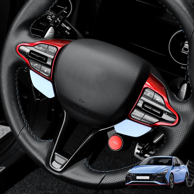 For Hyundai Veloster JS N 2019-2023 i30 N /CN7 N 2024 2025 Car Steering Wheel Button Frame Chin Decoration Cover Trim