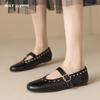 2024 Новые женские туфли на плоской подошве из натуральной кожи, женские туфли Мэри Джейн с жемчужным украшением, удобные повседневные туфли, модные туфли на плоской подошве для женщин