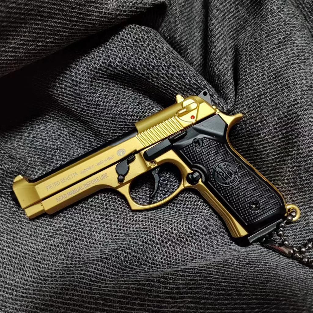Alloy 1:3 Scale 92F Pistol Keychain Mini M9a3 Toy Gun Weapon Model Metal Keychain For Adult Kids Christmas Gift