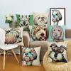 Fashion Cartoon Dog Waist Throw Cushion Cover Linen Pillow Case Home Sofa