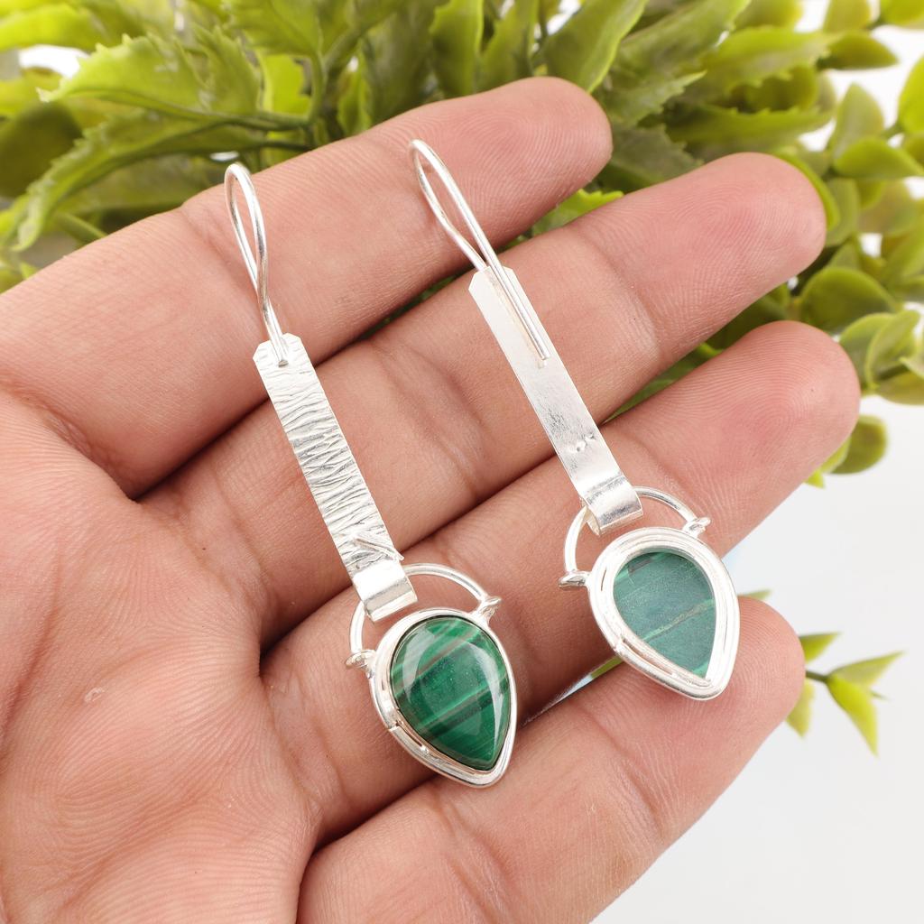 Серьги с малахитом, ювелирные украшения, серьги из стерлингового серебра 925 пробы, ювелирные украшения ручной работы для свадебного подарка