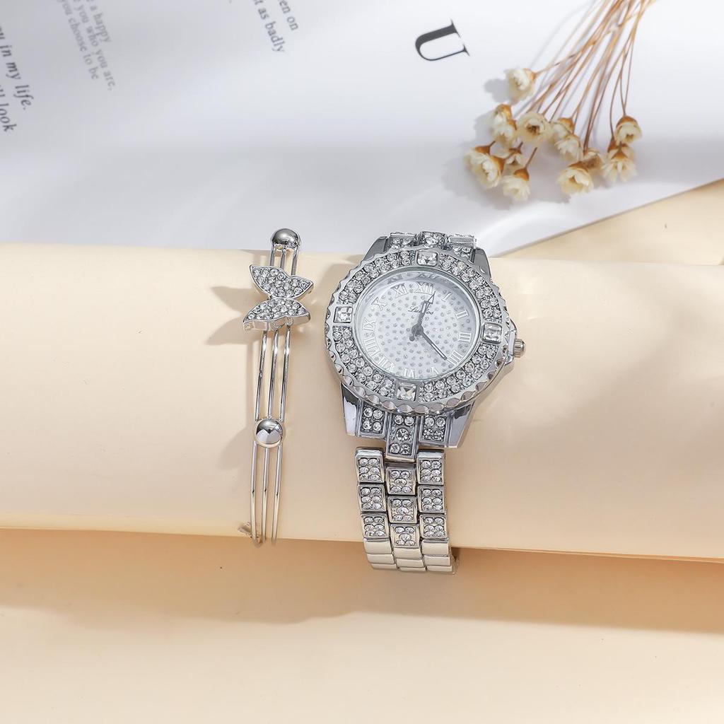 Набор женских летних модных кварцевых часов со стальным браслетом из 5 предметов