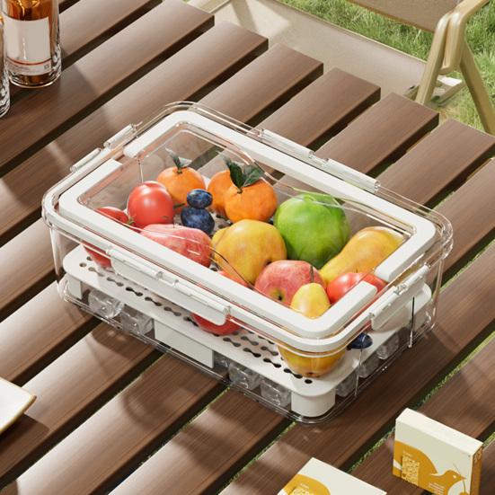Коробка для хранения продуктов, коробка для закусок, контейнер с крышкой, большая емкость, не содержит бисфенол-А, прозрачный дизайн, легко чистить, разделенный поднос для сервировки