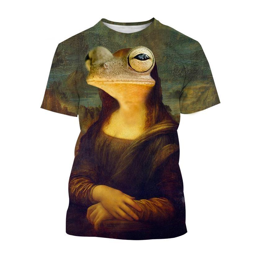 Fashion Cartoon Animal Frog 3D Printing T-shirt Summer Casual Round Neck Short-sleeved Unisex Sports Frog T-shirt Tops
