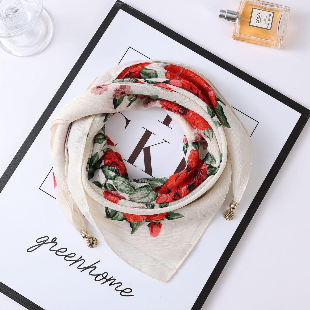 Осенне-зимний шелковый шарф в западном стиле с корейским акцентом в виде магнитного золотого шарика