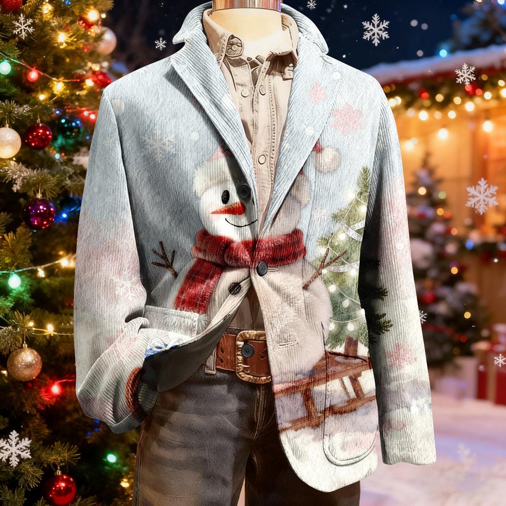 Мужской уродливый рождественский вельветовый теплый карманный пиджак-кардиган, мужской повседневный костюм
