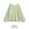 2024 Winter Women's European & American Style Backless Bow Long Sleeve Knitted Sweater