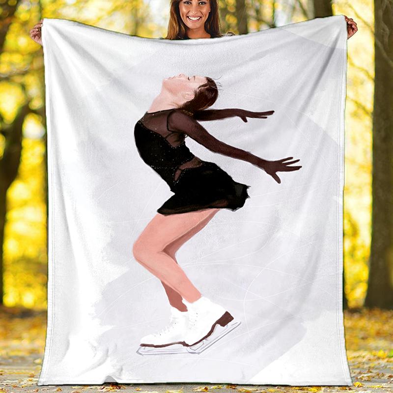 figure skating Theme Printed Blanket - Perfect for Couch, Bed, Travel & Outdoor Use | Machine Washable, Cozy & Durable.