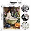 Halloween pearl painting art full pearl ghost bathtub duck floral pumpkin cat handmade diy home decorations
